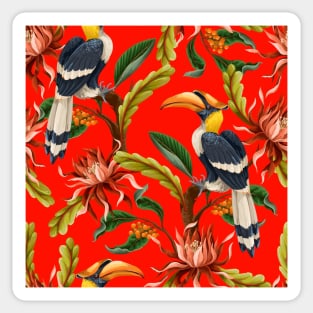 exotic bird red pattern Sticker